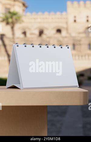 Un calendario in piedi su un tavolo Foto Stock