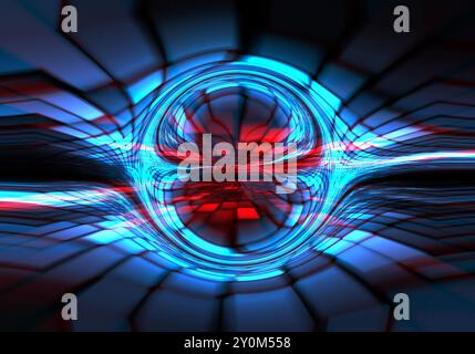 Sfondo tecnico astratto blu-rosso scuro Foto Stock