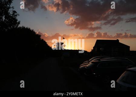 Splendido tramonto sull'isola tedesca di Föhr Foto Stock