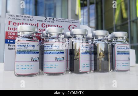 fentanil per il rendering 3d del concetto di farmaco o medicina Foto Stock