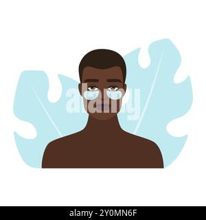 Illustrazione vettoriale dettagliata di un uomo con occhielli per la cura della pelle. Illustrazione Vettoriale