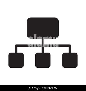 Icona della struttura gerarchica. Semplice diagramma di rete nero. Simbolo dell'organigramma. Illustrazione vettoriale. Illustrazione Vettoriale