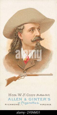 William Frederick Cody (Buffalo Bill), Rifle Shooter, dei campioni del mondo, serie 1 (N28) per le sigarette Allen & Ginter, Virginia Foto Stock