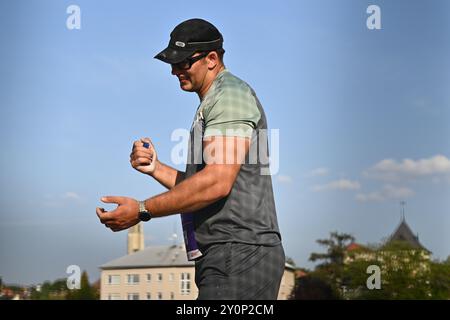 Turnov, Repubblica Ceca. 3 settembre 2024. L'atleta sloveno Kristjan CEH gareggia nel lancio del disco durante il Ludvik Danek Memorial Athletic Meeting, a Turnov, Repubblica Ceca, il 3 settembre 2024. Crediti: Radek Petrasek/CTK Photo/Alamy Live News Foto Stock