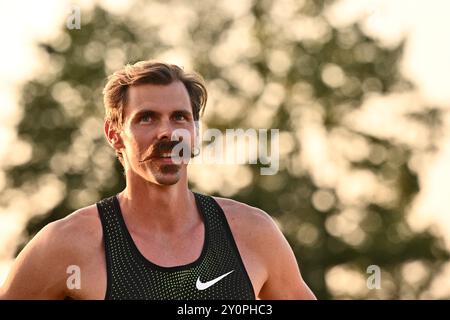 Turnov, Repubblica Ceca. 3 settembre 2024. L'atleta ceco Adam Sebastian ha detto addio alla sua carriera professionale durante il Ludvik Danek Memorial Athletic Meeting, a Turnov, Repubblica Ceca, il 3 settembre 2024. Crediti: Radek Petrasek/CTK Photo/Alamy Live News Foto Stock