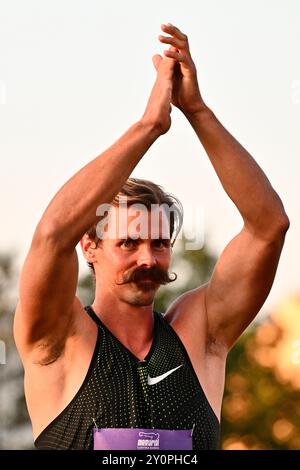 Turnov, Repubblica Ceca. 3 settembre 2024. L'atleta ceco Adam Sebastian ha detto addio alla sua carriera professionale durante il Ludvik Danek Memorial Athletic Meeting, a Turnov, Repubblica Ceca, il 3 settembre 2024. Crediti: Radek Petrasek/CTK Photo/Alamy Live News Foto Stock