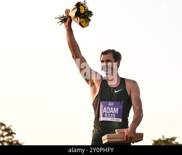 Turnov, Repubblica Ceca. 3 settembre 2024. L'atleta ceco Adam Sebastian ha detto addio alla sua carriera professionale durante il Ludvik Danek Memorial Athletic Meeting, a Turnov, Repubblica Ceca, il 3 settembre 2024. Crediti: Radek Petrasek/CTK Photo/Alamy Live News Foto Stock