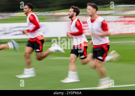 PONTYCLUN, REGNO UNITO. 3 settembre 2024. Josh Sheehan del Galles durante una sessione di allenamento maschile gallese al vale Resort, in vista della partita UEFA Nations League 2025 contro la Turchia al Cardiff City Stadium il 6 settembre. (PIC di John Smith/FAW) credito: Football Association of Wales/Alamy Live News Foto Stock