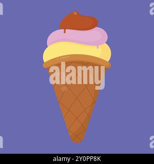 Vettore icona gelato. Vettore gelati a cono freddo. gelati vettoriali. Illustrazione Vettoriale