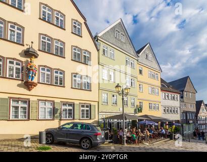 Square Kornmarkt, casa Haus zum Römischen Kaiser Wetzlar Lahntal Hessen, Assia Germania Foto Stock