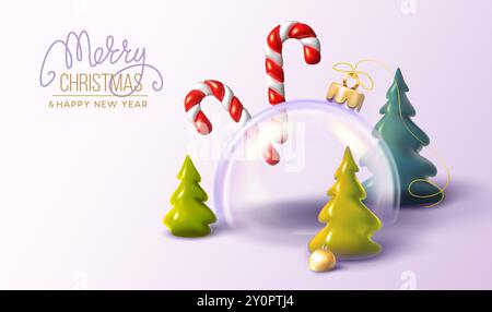 Natale e Capodanno. Alberi lussureggianti di abete di pino natalizio. Illustrazione Vettoriale