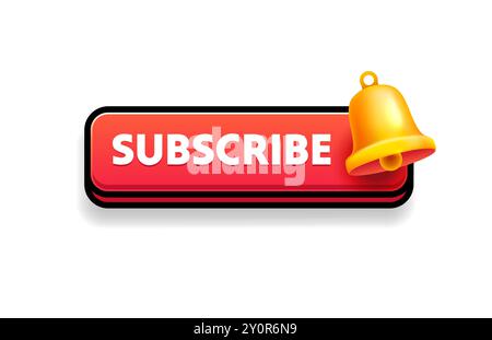 Iscriviti subito, notifica campanella per nuovi contenuti. Vettore Illustrazione Vettoriale