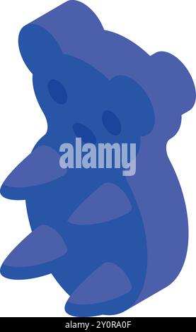 Questo peluche blu è seduto, perfetto per progetti legati all'infanzia, ai giocattoli e molto altro ancora Illustrazione Vettoriale