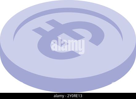 Moneta in euro viola fissa, che mostra il simbolo della moneta europea, utile per concetti come la finanza o l'economia Illustrazione Vettoriale
