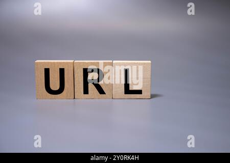 Lettere abbreviazione url www su cubi di legno, su sfondo scuro, segni di cubi di legno chiaro, simboli segni, ufficio affari, contenuto del sito Foto Stock