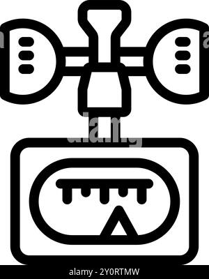 Icona della linea di una stazione meteo domestica che fornisce informazioni sul vento Illustrazione Vettoriale