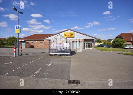 Netto Marken-sportello di ristorazione scontato con parcheggio nel quartiere Appelhuelsen, Nottuln, Muensterland, Coesfeld, Renania settentrionale-Westpha Foto Stock