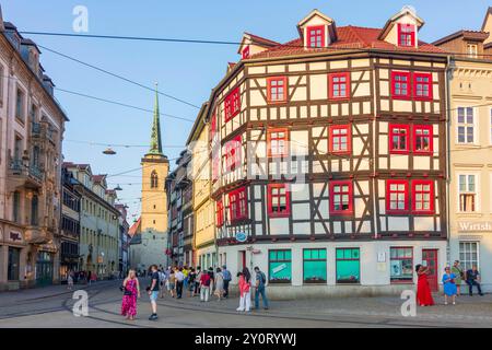 Piazza Domplatz, chiesa Allerheiligenkirche Erfurt Thüringen, Turingia Germania Foto Stock