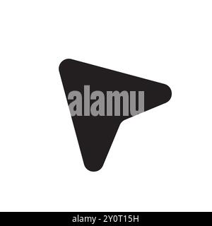 Icona puntatore minimalista. Semplice freccia nera. Simbolo di navigazione. Illustrazione vettoriale. Illustrazione Vettoriale