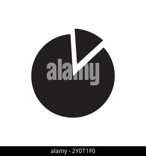 Icona del grafico a torta. Simbolo di analisi dei dati. Design a grafico circolare. Semplice bianco e nero. Illustrazione Vettoriale