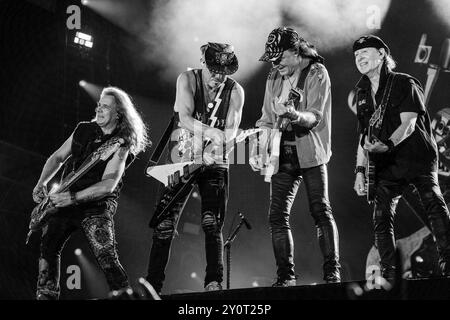 PaweN MCciwoda, Rudolf Schenker, Matthias Jabs e il cantante Klaus Meine della band Scorpions al Wacken Open Air di Wacken. Il metallo tradizionale Foto Stock