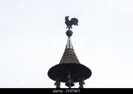 Weathercock sul tetto di una casa, Monaco, Baviera, Germania, Europa Foto Stock