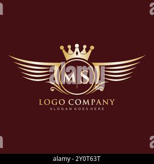 Iniziale MS Letter con logo Royal Wing Illustrazione Vettoriale