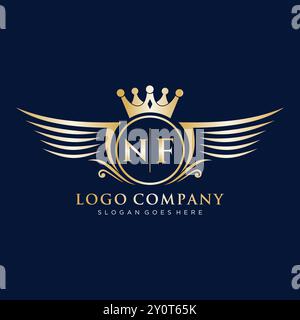 Iniziale lettera NF con logo Royal Wing Illustrazione Vettoriale