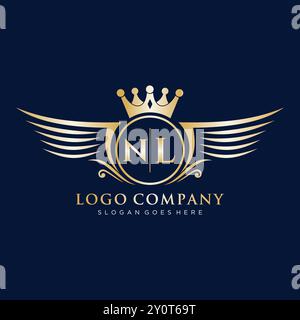 Lettera NL iniziale con logo Royal Wing Illustrazione Vettoriale