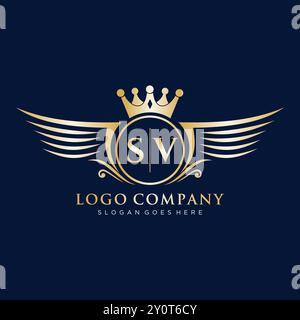 Iniziale lettera SV con logo Royal Wing Illustrazione Vettoriale