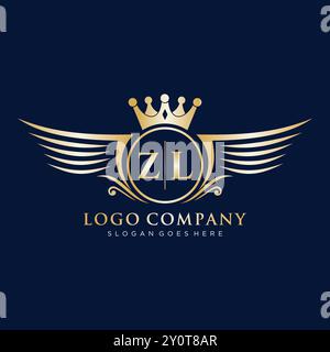 Lettera iniziale ZL con logo Royal Wing Illustrazione Vettoriale