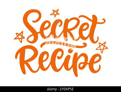 Logo Secret Recipe Cooking scritta a mano Illustrazione Vettoriale