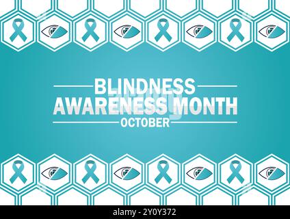 Blindness Awareness Month ottobre illustrazione vettoriale. Concetto di vacanza. Modello per sfondo, banner, scheda, poster con iscrizione di testo Illustrazione Vettoriale