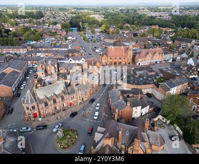 High Town, Sandbach, Cheshire, Inghilterra, vista aerea sul centro della città Foto Stock
