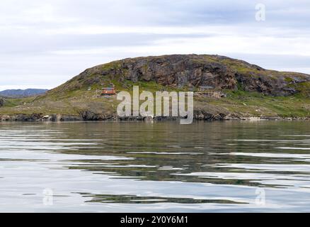 Un insediamento di pesca remoto vicino a Nuuk, in Groenlandia Foto Stock