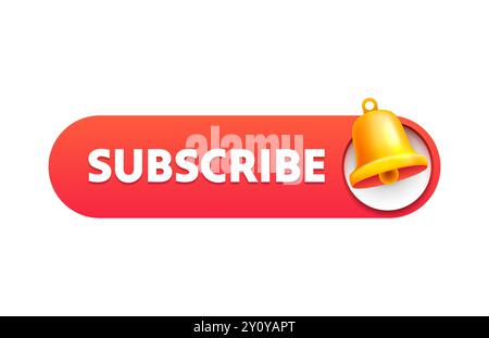 Iscriviti subito, notifica campanella per nuovi contenuti. Vettore Illustrazione Vettoriale