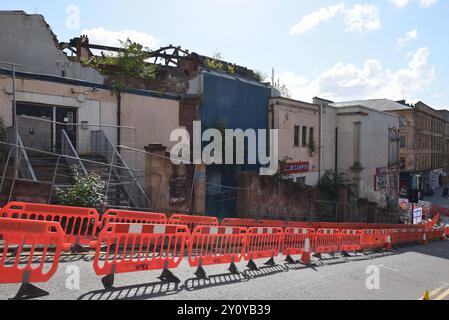 Glasgow - 4 settembre 2024: O2 ABC Sauchiehall Street. I lavori iniziano a demolire l'ex sede della musica che è stata distrutta nello stesso incendio del 2018 dell'edificio della Glasgow School of Art Mackintosh Foto Stock