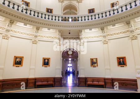 Texas State Capitol ad Austin, Texas, Stati Uniti. All'interno del Campidoglio, la cupola e l'interno della rotonda. Foto Stock