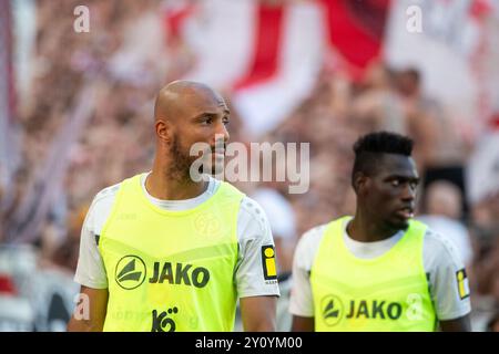 Karim Onisiwo (FSV Mainz 05, #09), GER, VfB Stoccarda (VFB) vs FSV Mainz 05 (M05), Fussball Bundesliga, 2. Spieltag, Saison 2024/2025, 31.08.2024 normative DFB/DFL vietano qualsiasi uso di fotografie come sequenze di immagini e/o quasi-video foto: Eibner-Pressefoto/Michael Memmler Foto Stock