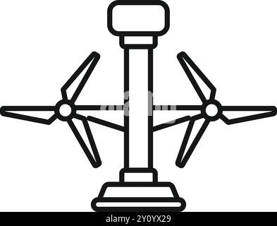 Semplice icona vettoriale che rappresenta un generatore eolico a doppia turbina che converte l'energia eolica in elettricità Illustrazione Vettoriale