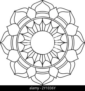 Profilo Mandala per la pagina del libro da colorare. Vettore Mandala orientale. Illustrazione vettoriale della linea del libro Mandala da colorare. Schema di mandala astratto vettoriale Illustrazione Vettoriale