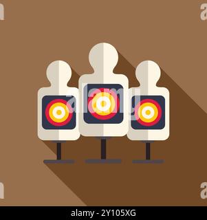 Questa illustrazione vettoriale mostra tre obiettivi con fori di proiettile, che rappresentano il concetto di concorrenza aziendale Illustrazione Vettoriale