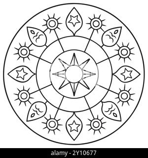 Mandala Zodiac astrologico e modello di segno stellare. Illustrazione Vettoriale