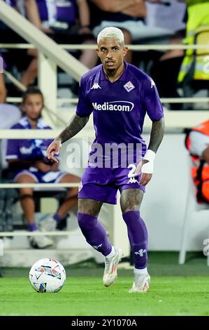 Firenze, Italia. 1 settembre 2024. Dodo dell'ACF Fiorentina durante la partita di serie A Enilive tra ACF Fiorentina e AC Monza allo Stadio Artemio Franchi il 1 settembre 2024 a Firenze. Crediti: Giuseppe Maffia/Alamy Live News Foto Stock