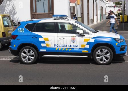 Spagna Lanzarote, Areccife, Isole Canarie: Auto della polizia locale Foto Stock