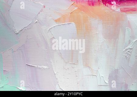 Texture astratta colorata creata con vernice stratificata che mostra sfumature vivaci e tratti di pennello dinamici Foto Stock