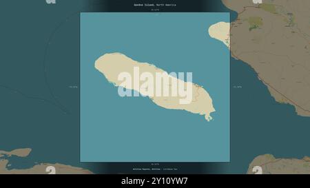 Gonave Island nel Mar dei Caraibi, appartenente ad Haiti, descritta ed evidenziata su una mappa topografica in stile umanitario OSM Foto Stock