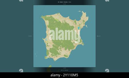 Ko Samui Island nel Golfo di Thailandia, appartenente alla Thailandia, descritta ed evidenziata su una mappa topografica in stile umanitario OSM Foto Stock
