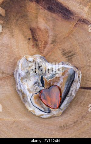 Decorazioni marinare a forma di cuore, natura morta Foto Stock