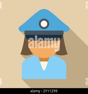 Questa illustrazione vettoriale minimalista raffigura un agente di polizia che indossa un'uniforme blu e un cappello, che trasmette un senso di autorità e sicurezza Illustrazione Vettoriale